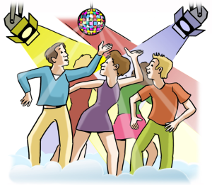 Das Bild zeigt tanzende Personen in einer Disko.