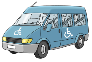 Das Bild zeigt einen Fahrdienst für Menschen mit Behinderung.
