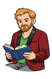 Das Bild zeigt den Künstler Steven Elijah Neuhaus, der aus einem Buch vorliest.