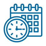 Das Bild zeigt einen Terminkalender und eine Uhr.