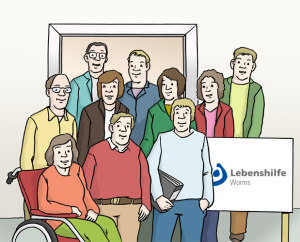 Auf dem Bild sieht man verschiedene Menschen, die zusammen stehen.