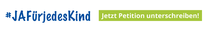 Ein Schriftzug der besagt #JAFürjedesKind