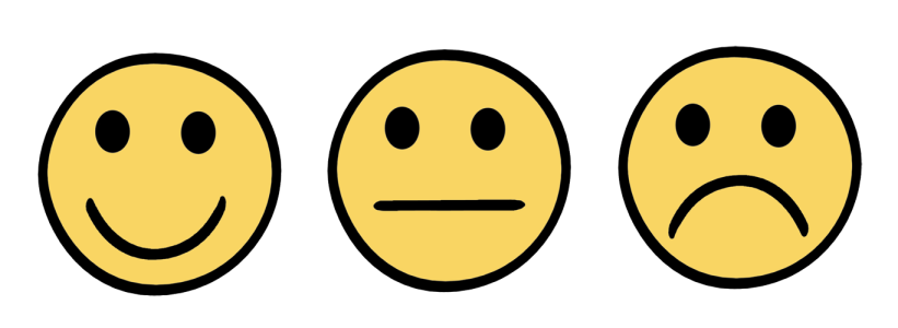 Smilies: Positiv, neutral, negativ.