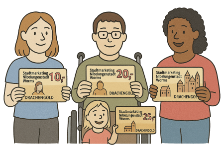 Personen halten jeweils einen Drachengold Gutschein in der Hand