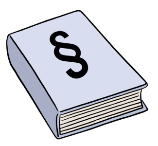 Auf dem Bild sieht man ein Gesetzbuch mit einem großen Paragraphenzeichen auf dem Einband.