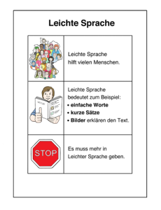 Auf dem Bild sieht man eine Seite, die erklärt: Leichte Sprache ist für viele Menschen wichtig und hilft beim Verstehen.