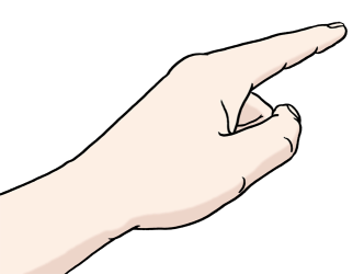 Jemand zeigt mit dem Finger wohin.