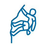 Das Bild zeigt eine Person, die eine Wand herauf klettert.