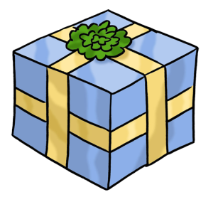 Das Bild zeigt ein verpacktes Geschenk.