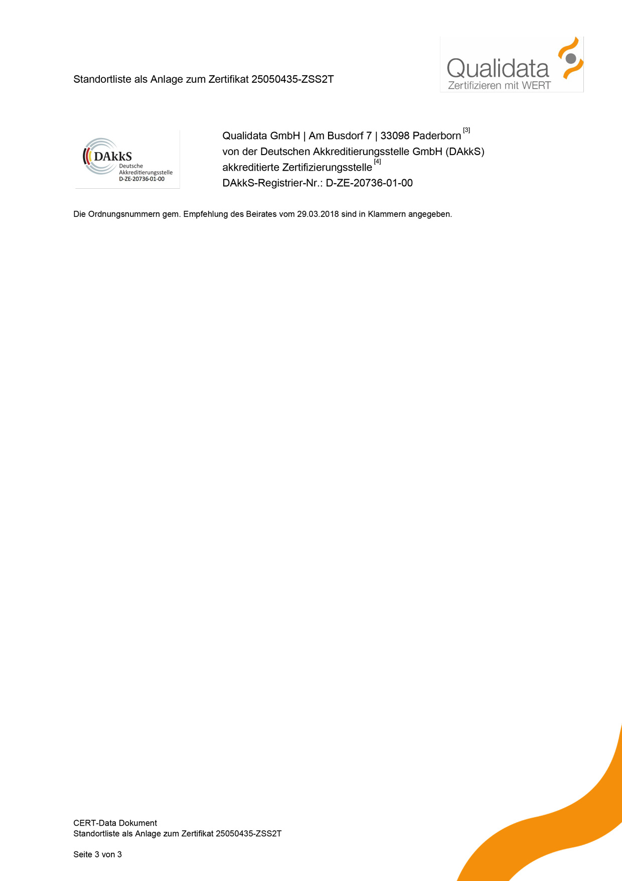 Zertifikat AZAV Anlage 2