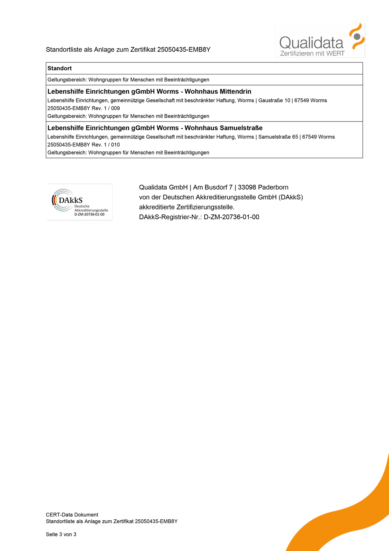 Zertifikat DIN EN ISO 9001:2015 Anlage 2